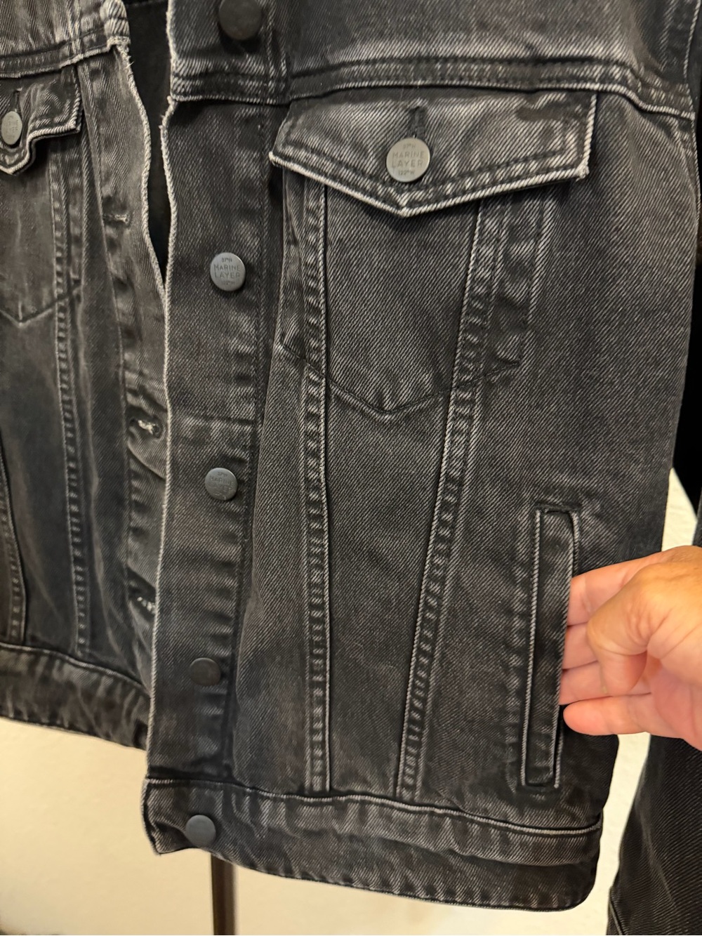 Marine Layer Washed Black Denim Jean Jacket Cotton truckers jacket - Picture 6 of 16
